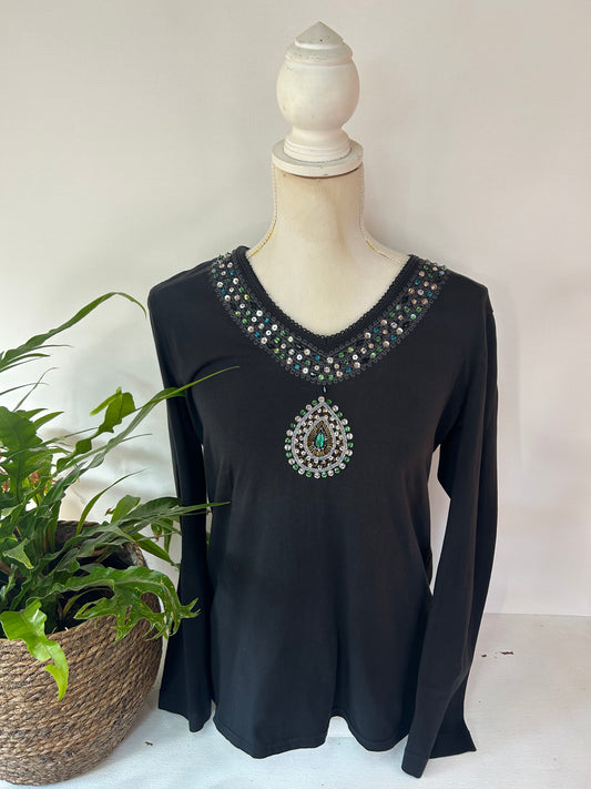 Cooles Sweatshirt mit Pailletten - Street One - Gr. M / L