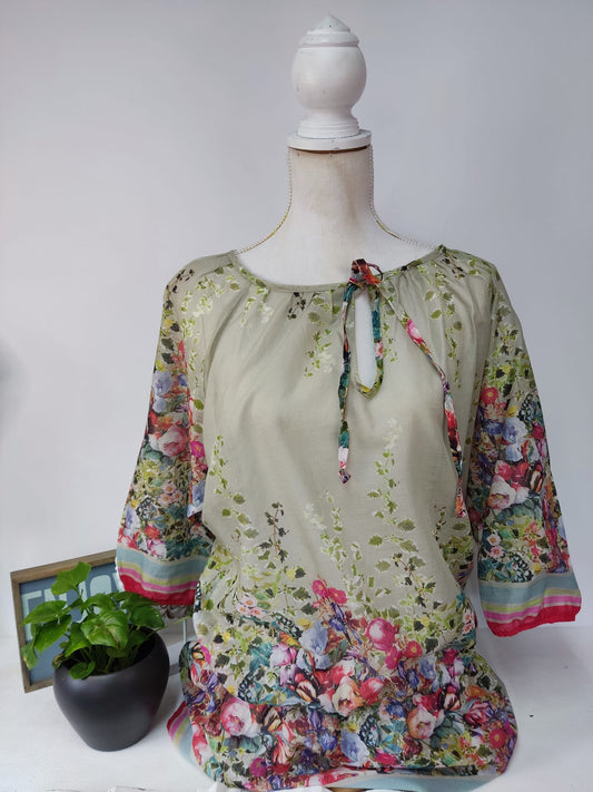 Bunte Bluse mit Gummibund - Linea Tesini - Gr. 42