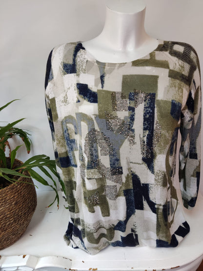 Ausgefallenes Sweatshirt RABE mit Glitzersteinen - Gr. 42