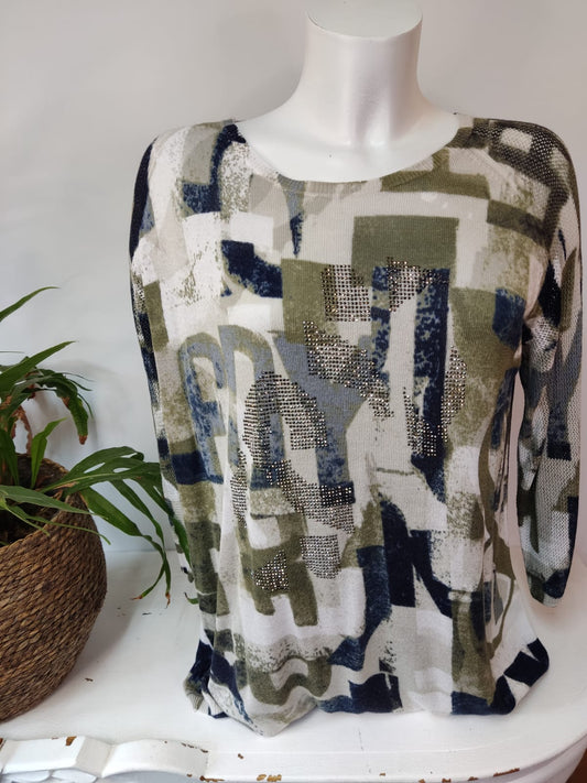 Ausgefallenes Sweatshirt RABE mit Glitzersteinen - Gr. 42