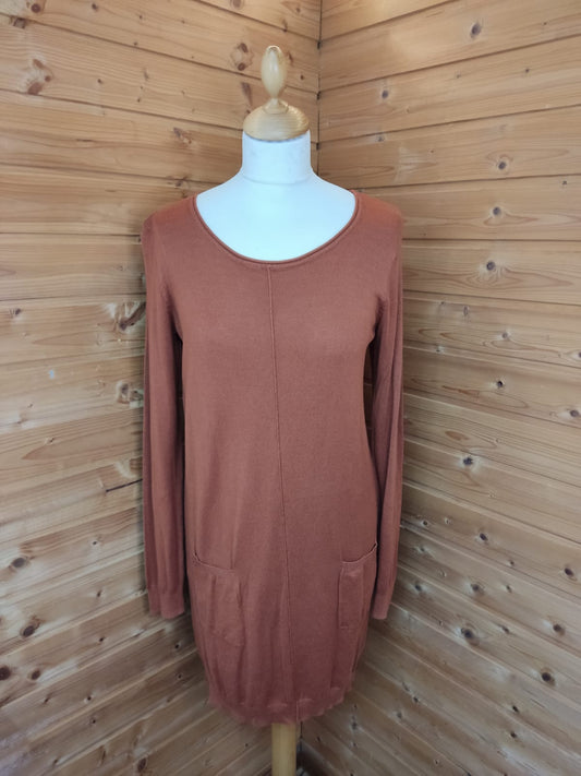 Rostbraunes Feinstrickkleid - Gr. 40