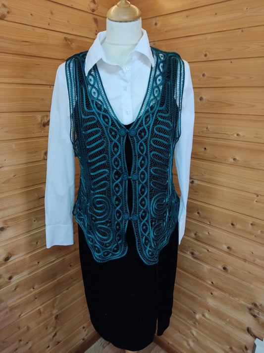 Süßes Samtkleid mit Spitzenweste Halloween- Gr. M