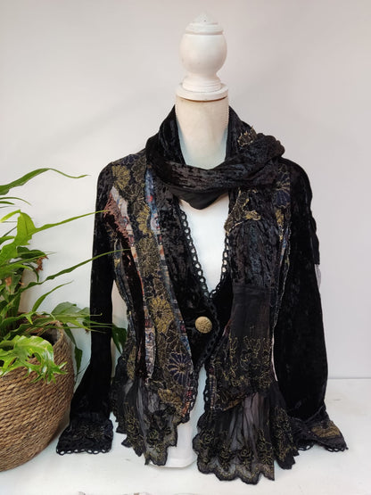 Spitzenblazer mit passendem Schal Halloween - Gr. L
