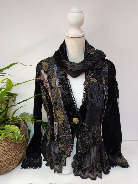 Spitzenblazer mit passendem Schal Halloween - Gr. L