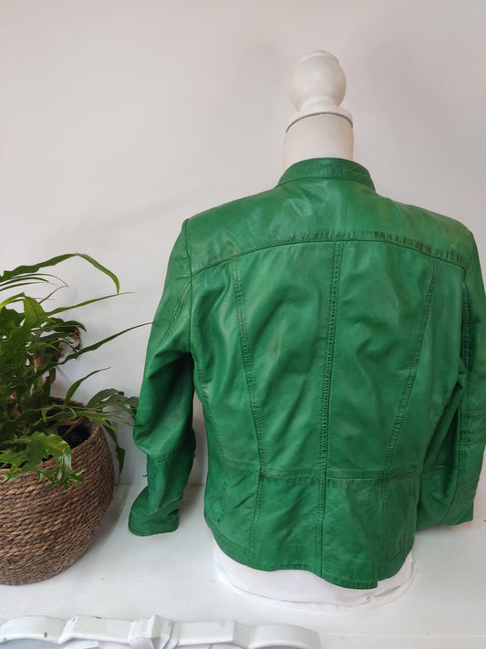 Intensiv grüne Lederjacke MANGUUN - Gr. 40