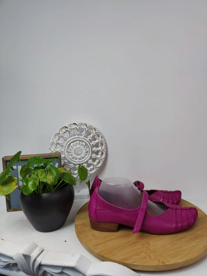 Pinke Mary-Jane-Ballerinas aus Leder - EVERBODY - Gr. 39 - Designer
