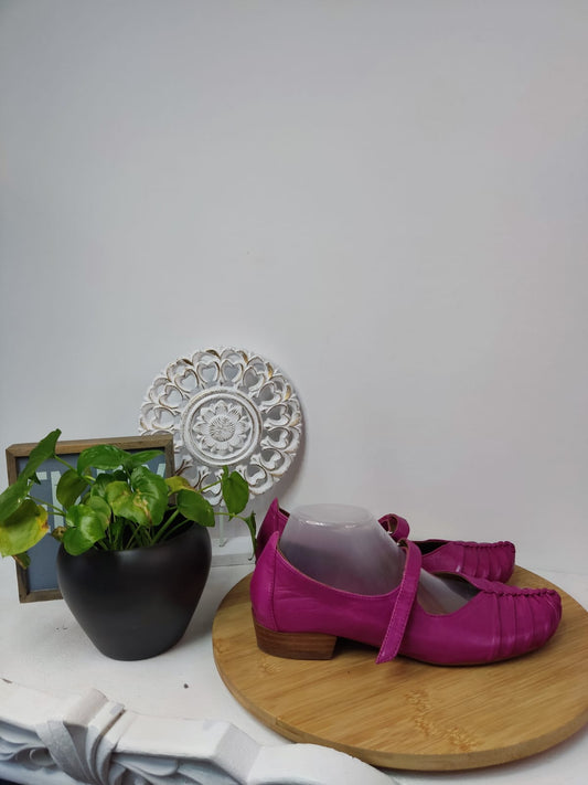 Pinke Mary-Jane-Ballerinas aus Leder - EVERBODY - Gr. 39 - Designer