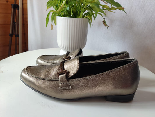 goldfarbene Slipper Schuhe ARA - Gr. 37 1/2
