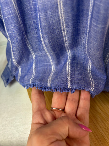 Blau - Weiß gestreifte Bluse mit Fransen - next - Gr. XL / 42