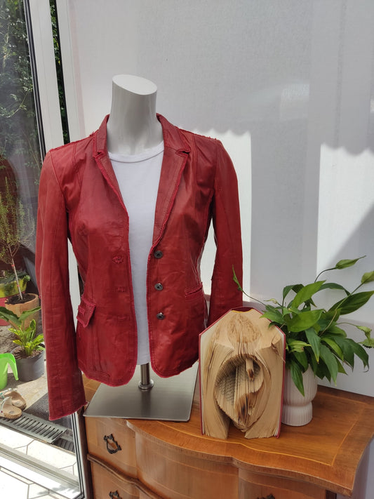 Rote Lederjacke - MILESTONE - Gr. M