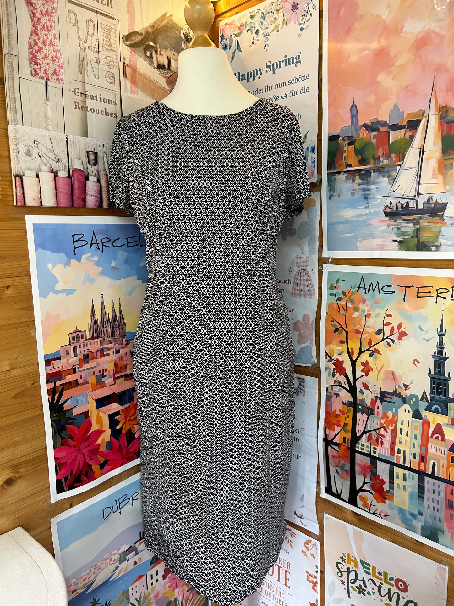 Damen Muster Kleid  A-Linie - Esprit - Gr. L/40