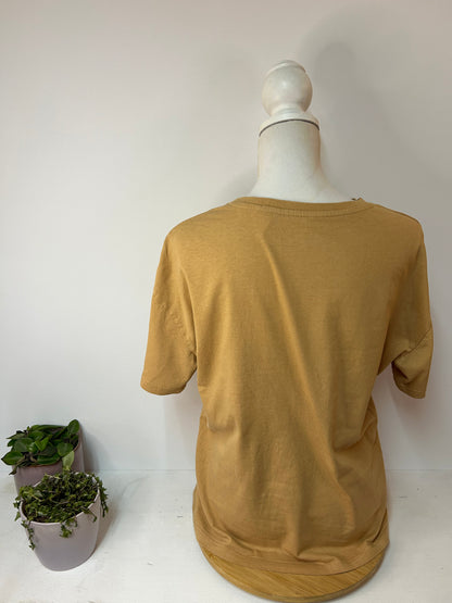 Beiges Basic-Damen-T-Shirt mit Rundhalsausschnitt - Manguun - Gr. M / 38 - L / 40