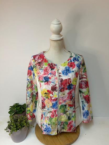 Bunter Damen Blazer mit floralem Muster - LINCI - Gr. L / 40 - XL - 42
