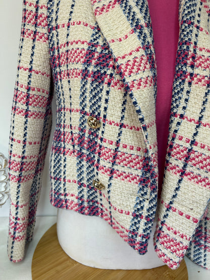 Farbenfroher Damen Blazer Pink / Blau - Zara - Gr. S / 36 - M / 38