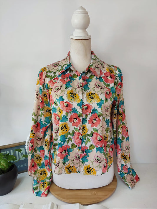 Florale Damen Bluse Bunt - Zara - Gr. M / 38