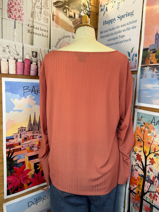 Moderne Damenbluse in warmem Terracotta-Ton mit lockerer Passform - Mark Adam - Gr. XL / 42