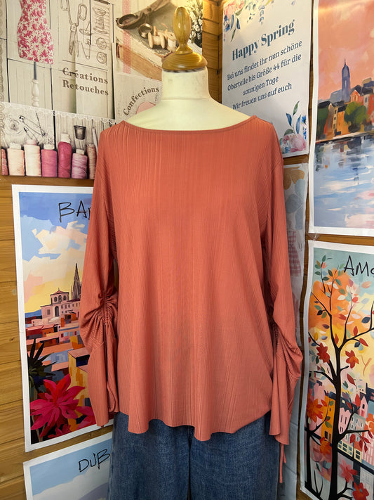 Moderne Damenbluse in warmem Terracotta-Ton mit lockerer Passform - Mark Adam - Gr. XL / 42