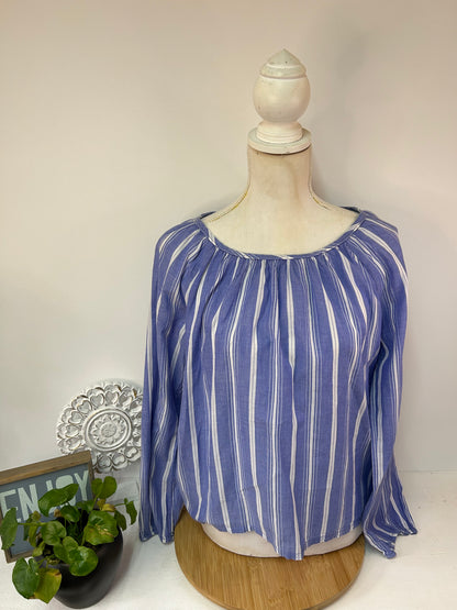 Blau - Weiß gestreifte Carmen Bluse - H&M - Gr. M/38