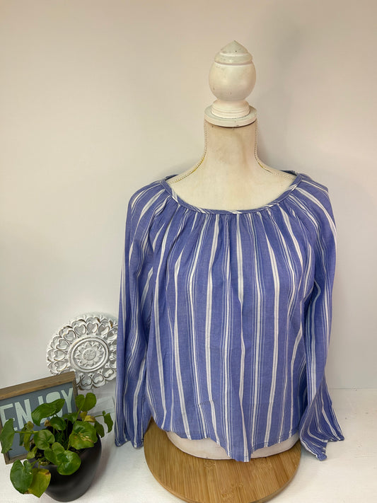 Blau - Weiß gestreifte Carmen Bluse - H&M - Gr. M/38