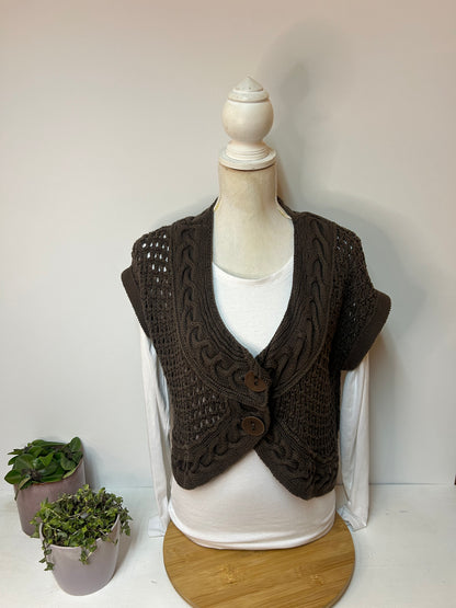 Braune,gehäkelte Damenweste - Zagora - Gr. L / 40 - XL / 42
