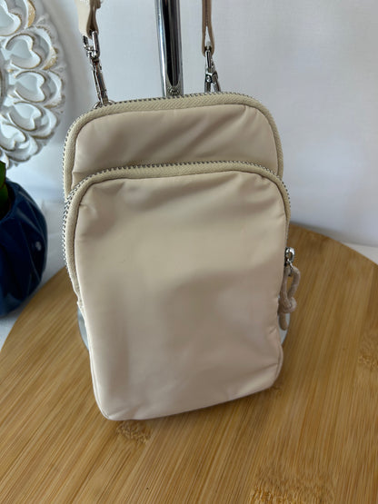 Handy Tasche Beige mit zwei Fächern