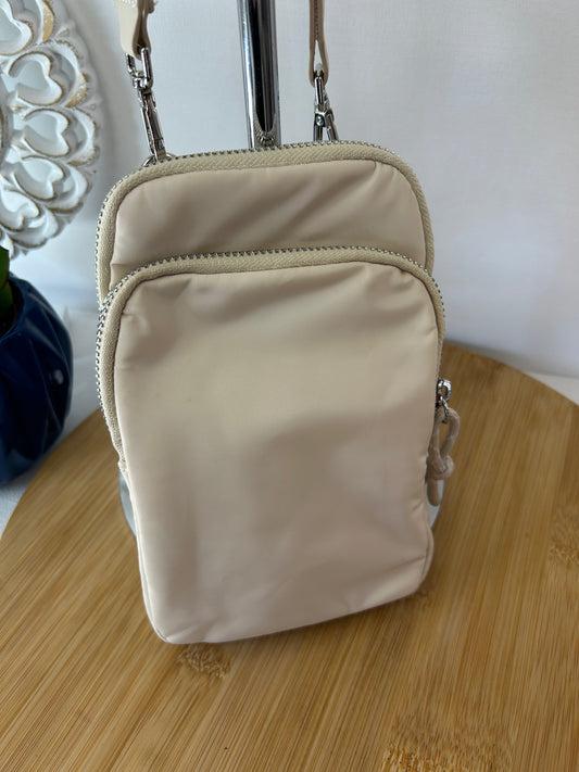 Handy Tasche Beige mit zwei Fächern