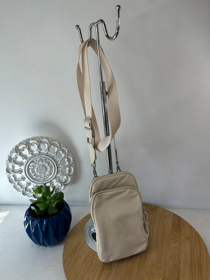 Handy Tasche Beige mit zwei Fächern