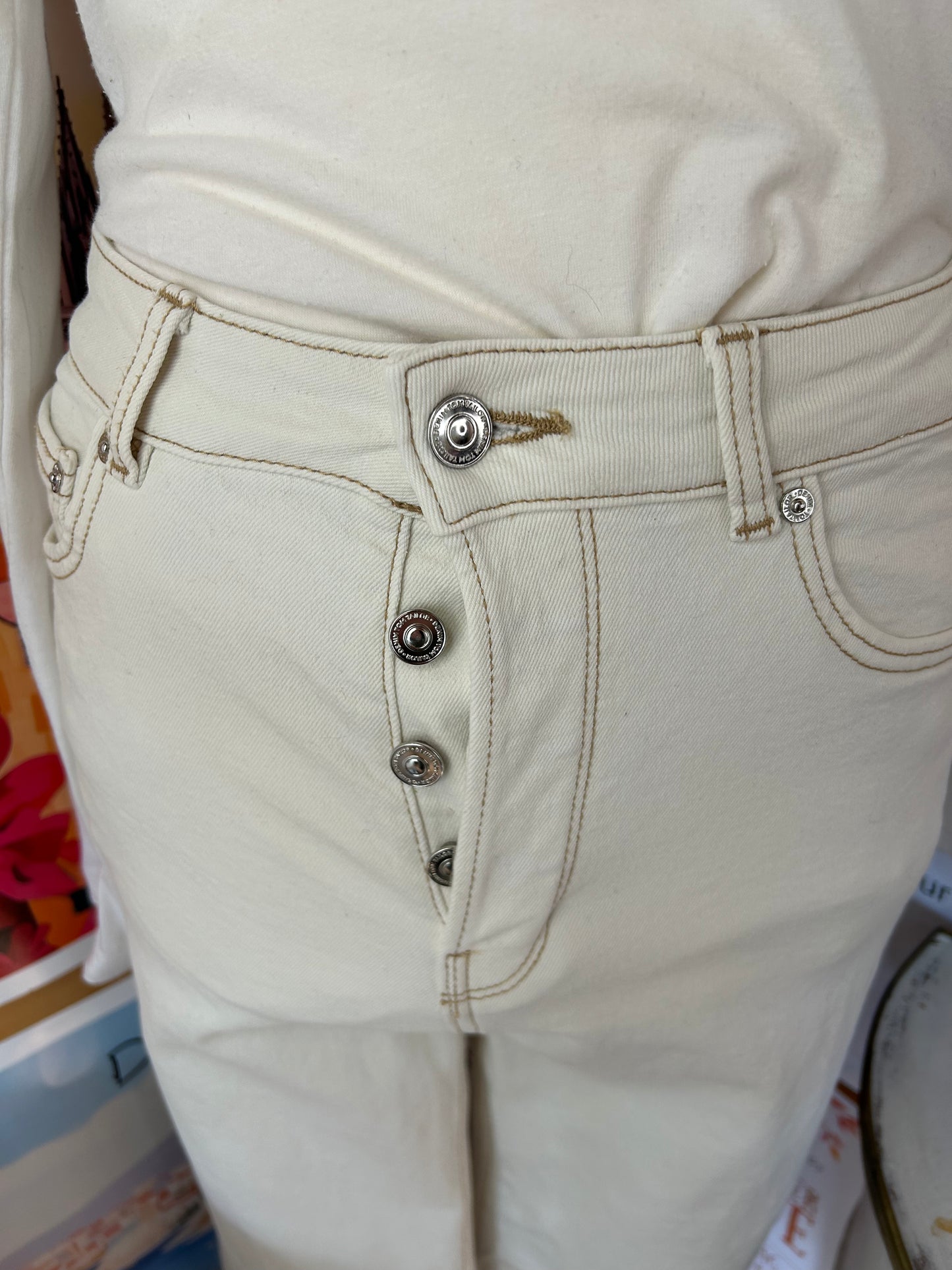 Jeans Cremefarben aus recycelter Baumwolle - Tom Tailor - Gr. S / 36