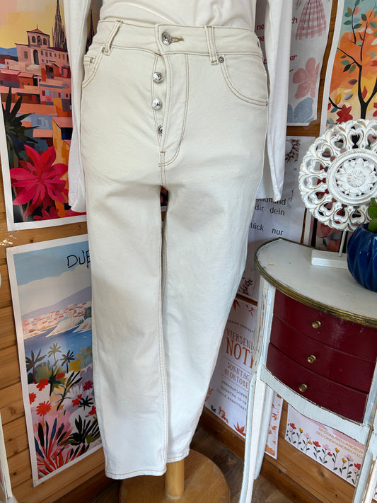 Jeans Cremefarben aus recycelter Baumwolle - Tom Tailor - Gr. S / 36