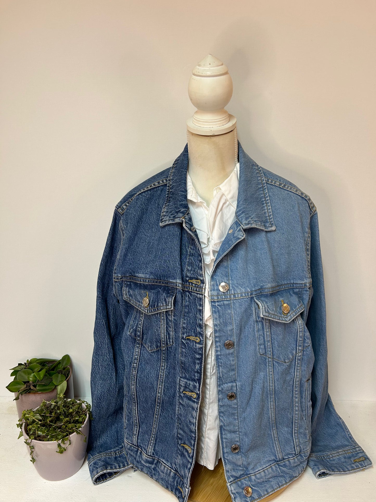 Trendige DENIM Jacke zweifarbig Oversize - Clockhouse C&A - Gr. L / 40 - XL / 42