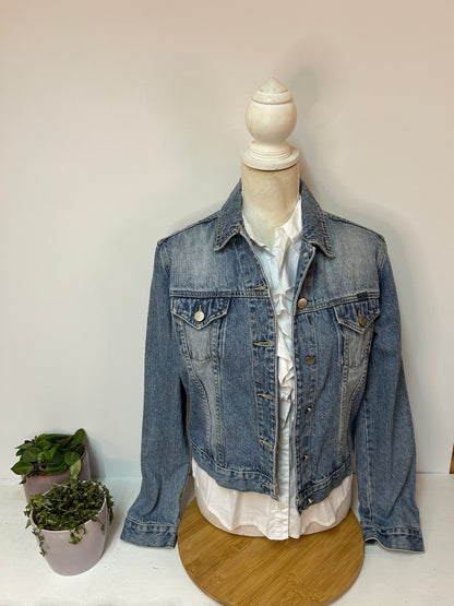 Vintage Damen Jeansjacke verwaschener Look - Ado Style - Gr. M / 38 - L / 40