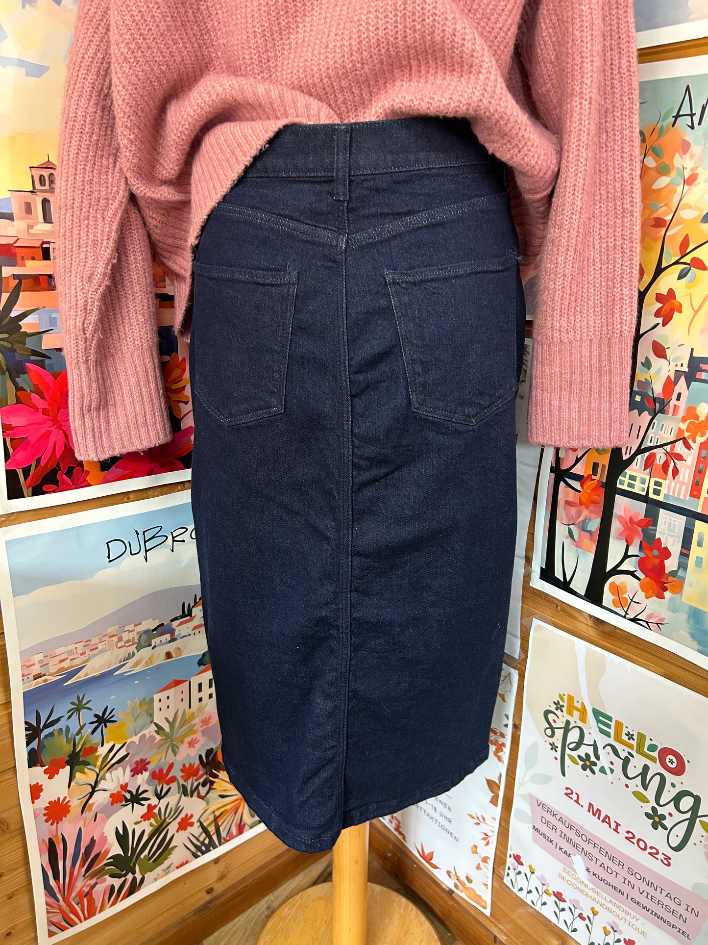 Damen DENIM Rock mit Schlitz dunkelblau - C&A - Gr. M / 38