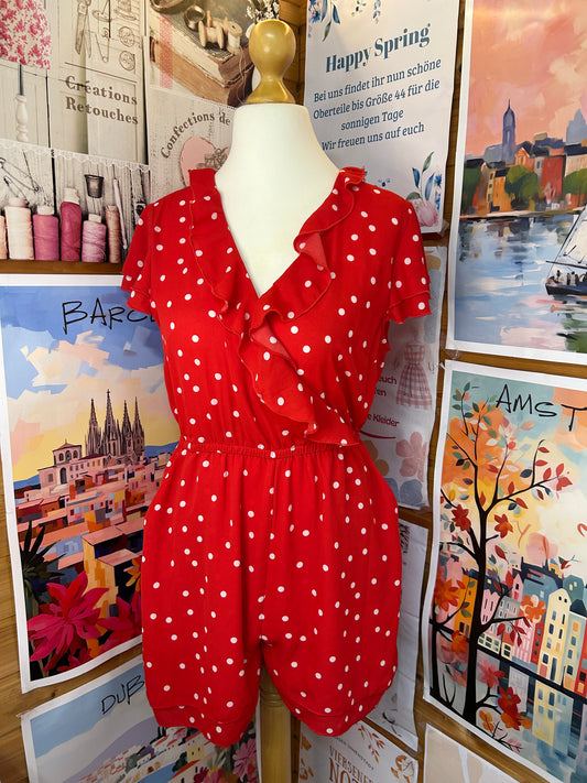 Roter Jumpsuit mit weißen Polka Dots - ONLY - Gr. S/36 - M/38