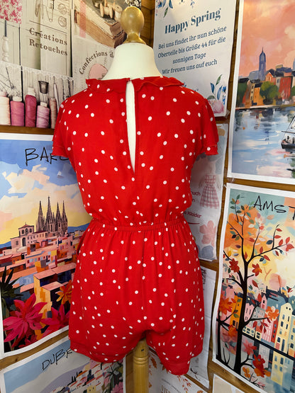 Roter Jumpsuit mit weißen Polka Dots - ONLY - Gr. S/36 - M/38