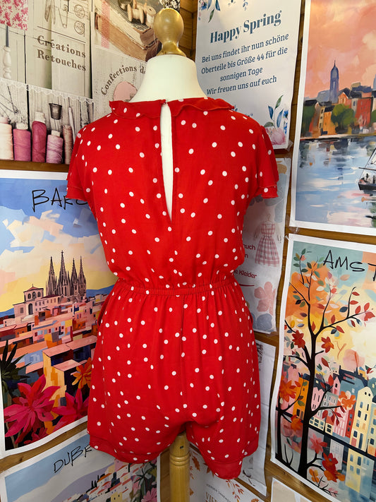 Roter Jumpsuit mit weißen Polka Dots - ONLY - Gr. S/36 - M/38