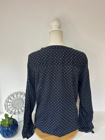 Elegante dunkelblaue Damenbluse mit feinem Muster - Tom Tailor - Gr. L / 40