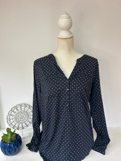 Elegante dunkelblaue Damenbluse mit feinem Muster - Tom Tailor - Gr. L / 40