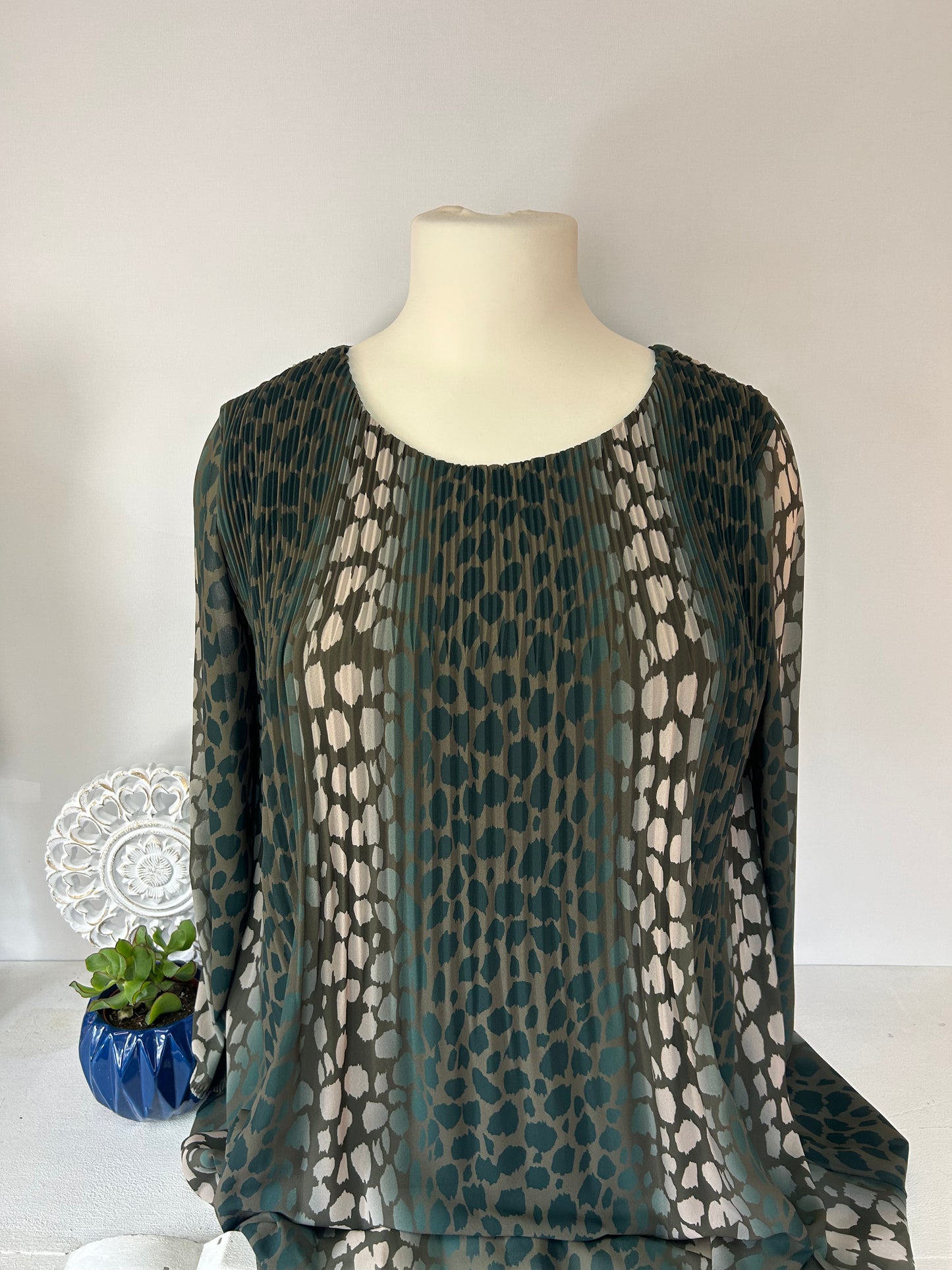 Damen Muster Longbluse - Gr. XL / 44 - Plus Size