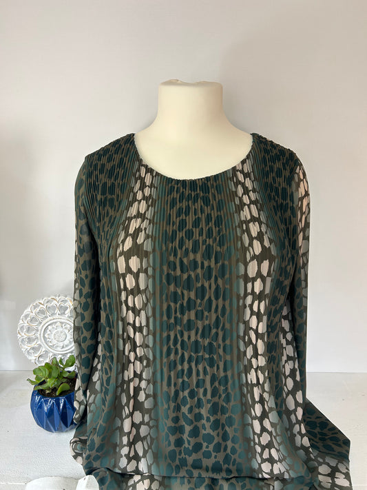 Damen Muster Longbluse - Gr. XL / 44 - Plus Size