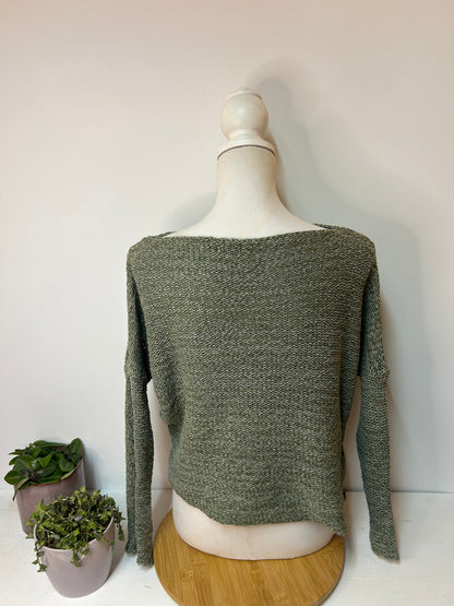 Schlichter Damenpullover in Grün mit lässigem Schnitt - Xuna - Gr. M / 38