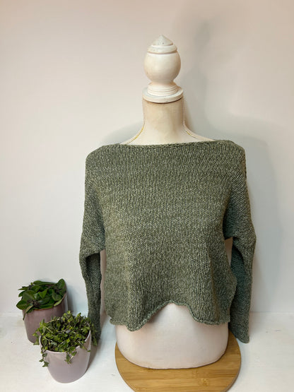 Schlichter Damenpullover in Grün mit lässigem Schnitt - Xuna - Gr. M / 38