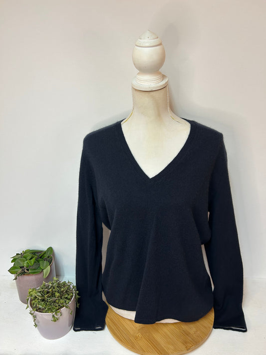 Damen Pullover dunkelblau - ESISTO CASHMERE - Gr. L / 40 - 100% Kaschmir