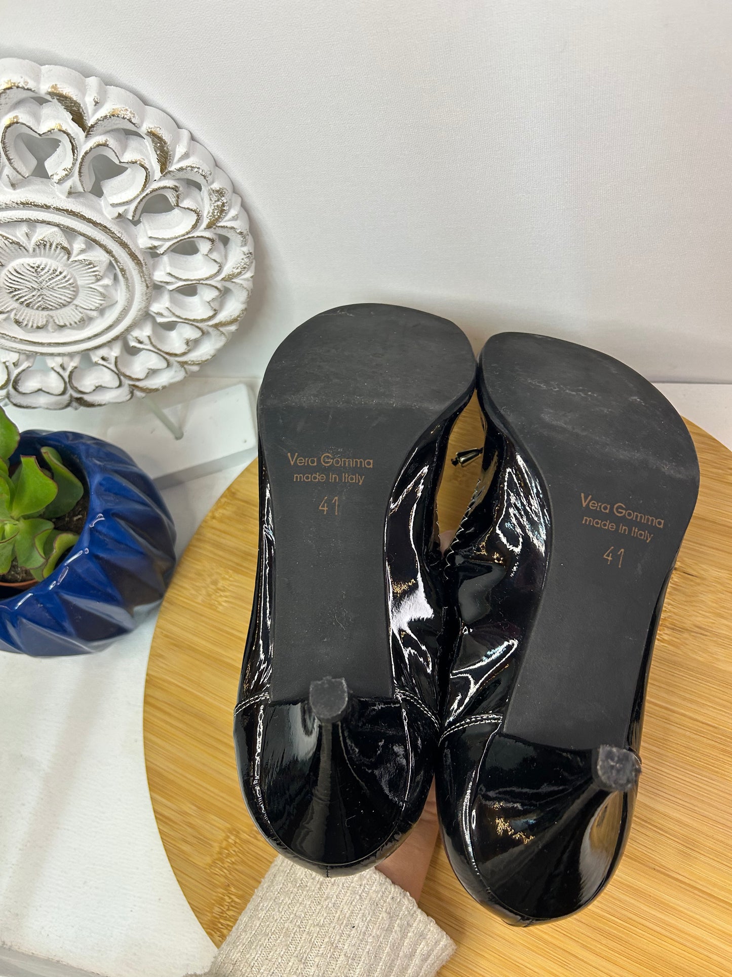 Elegante Damen-Pumps / Schuhe aus dunkelblauen Lackleder - andrea puccini - Gr. 39