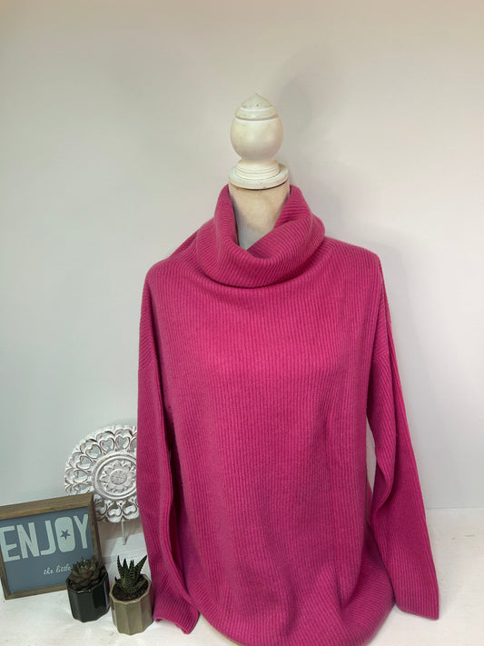 Pinker Damen-Rollkragenpullover aus 100 % Kaschmir - Max Tonso Cashmere - Gr. 44/46 - Designer
