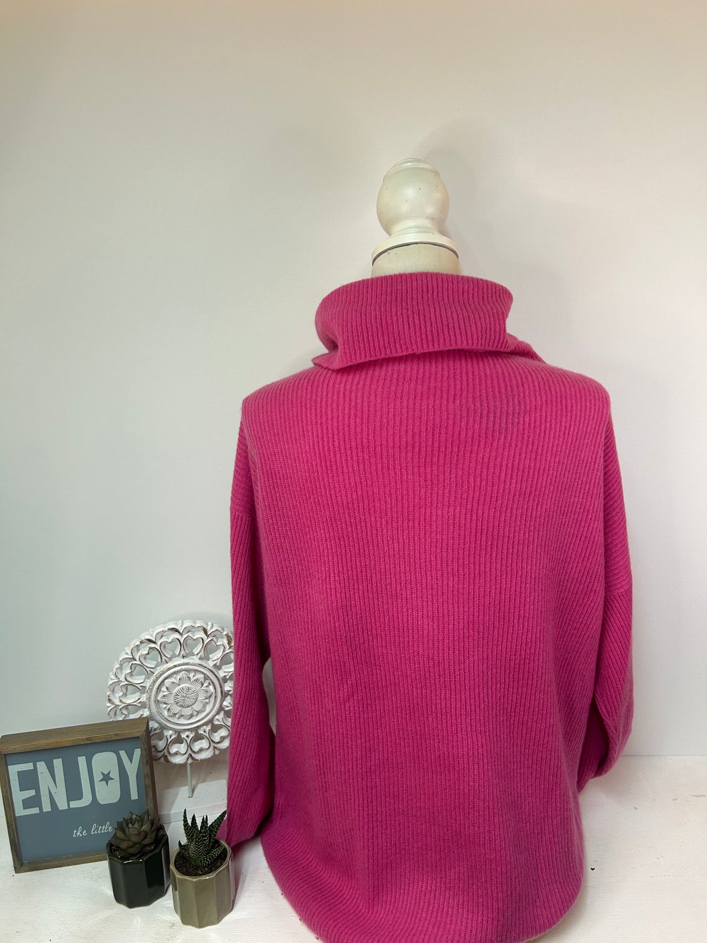 Pinker Damen-Rollkragenpullover aus 100 % Kaschmir - Max Tonso Cashmere - Gr. 44/46 - Designer