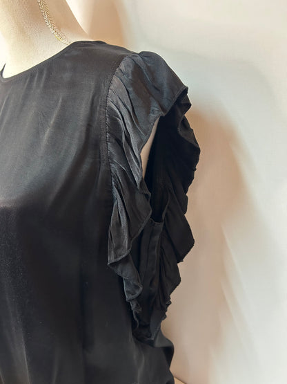Schlichte elegante Damenbluse mit femininen Rüschenärmeln - Mango Basics - Gr. L / 40