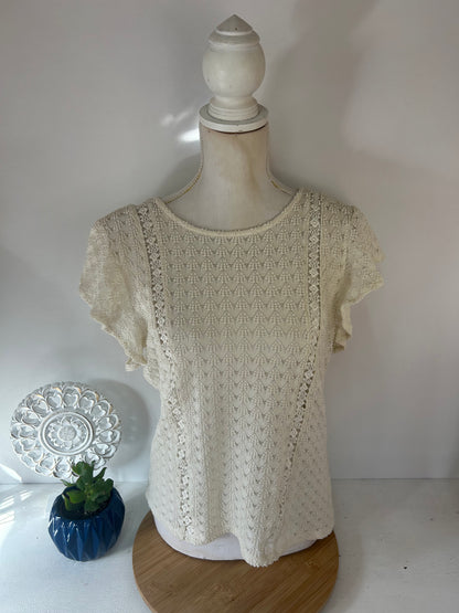 Damen-Spitzenbluse mit filigranem Muster & femininen Flügelärmeln - Orsay - Gr. S / 36 - M / 38