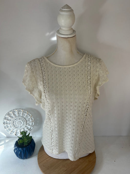 Damen-Spitzenbluse mit filigranem Muster & femininen Flügelärmeln - Orsay - Gr. S / 36 - M / 38