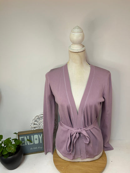 Damen-Strickjacke mit Seiden Anteil in zartem Flieder - Gr. M / 38