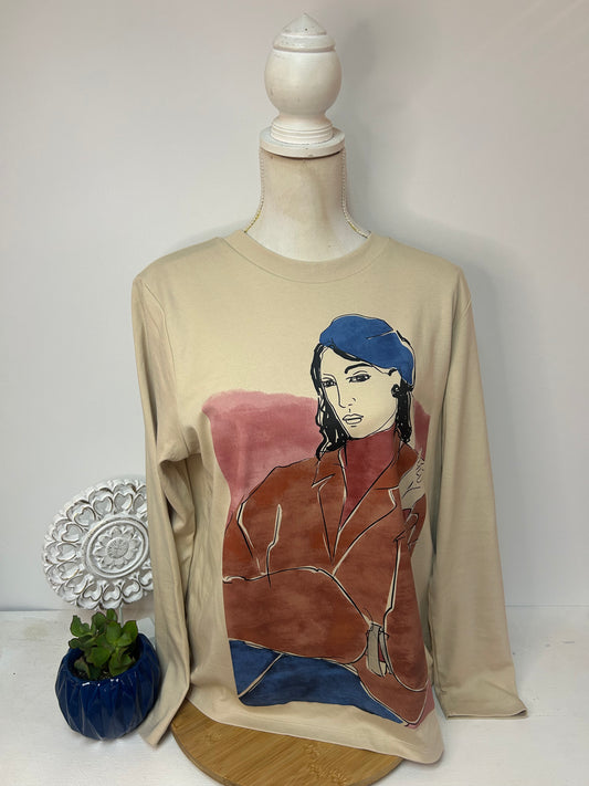 Beiges Damen Sweatshirt mit modernem Kunstprint - C&A - Gr. L / 40
